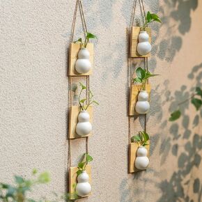 Boho Wall Decor for Bathroom - Small Wall Propagation for Indoor Plants - Hanging Planter Vase for Artificial Flowers