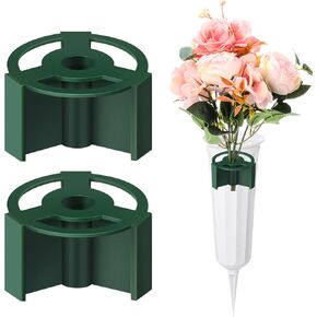 Domensi 2 Pcs Cemetery Vase Inserts Plastic Cemetery Flower Holder for Grave Vase 4 Hole Plastic Cylindrical Inserts Reusable Flower Holder for Keeping Grave Flower in Place