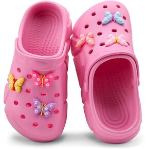 Cute Butterfly-Themed Lightweight Girls' Clogs, Platform Soft Sole Closed Toe EVA Home Garden Clog Shoes, Two-Way Wear Breathable Beach Clogs, Trendy Non-Slip Slip-On Sandals for Outdoor Indoor
