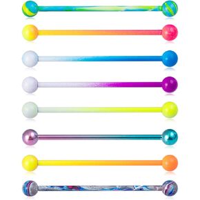 8pcs Industrial Cartilage Helix Piercing Jewelry, 361L Surgical Steel Splatter Paint Industrial Barbells Earrings