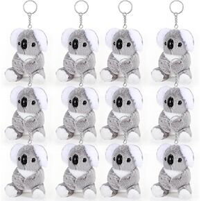 12 Pcs Koala Keychain Plush Bulk Koala Stuffed Gifts Small Koala Bear Plush Pendant Purse Charm for Boy Girl new year Birthday gift Classroom Exchange Prizes Birthday