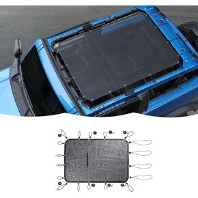 JWWY Sunshade Mesh Sun Shade Bikini Top Roof Sunblock Mesh Heat Shield Mesh for 2021-2024+ Ford Bronco Accessories Foldable Sun Shield Upgrade Reflective Polyester Cover Block Heat Block UV Rays 4Door in Kuwait