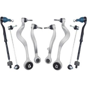 8pcs Front Suspension Kit Lower Control Arm Assembly with Ball Joints Sway Bar Link Outer Tie Rod Compatible with BMW E60 5 Series 525i 528i 530i 535i 545i 550i M5