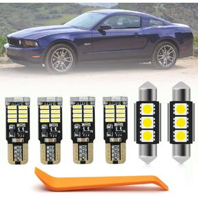 7pcs Interior LED Lights Bulb Kit for Ford Mustang 2005 2006 2007 2008 2009 2010 2011 2012 2013 2014 Map Trunk License Plate Lights LED Interior Lighting Bulbs Package + Install Tool