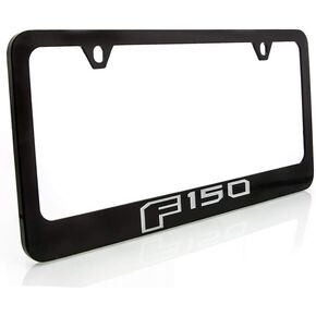 Ford F-150 Chrome Plated Brass Metal License Plate Frame Holder Wide Bottom Engraved 2 Hole