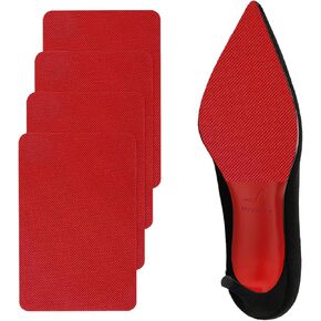 4 Pcs Red Bottom Shoe Protector, Self-Adhesive Red Sole Protector Red Shoe Bottom Protector Silicone Anti Slip Shoe Grips Sole Guard (6x4in)