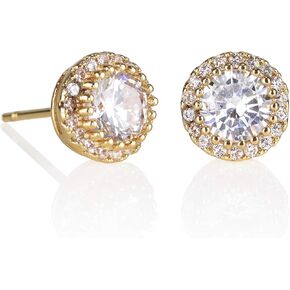 Namana Halo Stud Earrings with White or Coloured CZ. Available with Blue, Green, Red, Light Blue or Clear Stones in Silver, Gold and Rose Gold