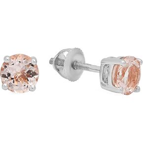 Dazzlingrock Collection Round Morganite Solitaire Stud Earrings for Women in 10K Solid Gold