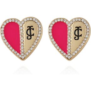 Juicy Couture Gold and Pink Heart Stud Earrings For Women