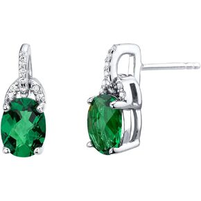 Peora 925 Sterling Silver Pirouette Earrings for Women in Various Gemstones, 8x6mm Oval Cut, Hypoallergenic, Friction Backs