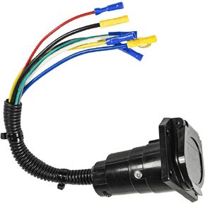 HQRP 7 Way RV Trailer Light Connector Socket 7 Wire Harness Electrical Quick Converter Adapter Compatible with RV Truck Trailer Camper