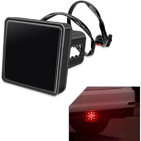 1 PC Car Trailer Hitch Lights with 15 LEDs, 3.26" Super Bright Square Waterproof Vehicle Tail Light Replacement, Durable Car Brake Light Accessories, Suitable for Trucks SUVs Cars (Black)