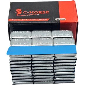 C-HORSE Stick On Wheel Weights - 1.00-Ounce, Blue Adhesive Tape - Professional Quality Tire Balancer Stickers - Durable Car, Vehicle, Automobile Accessories, Parts (Black, 6 Boxes)
