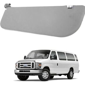 SixBuys Gray Left Driver Side Sun Visor Compatible with Ford E150 E250 E350 E450 Super Duty Econoline Van 2009-2014 Replaces# 9C2Z-1504105-FA, 9C2Z-1504105-AA