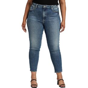 Silver Jeans Co. Women's Plus Size High Rise Tapered Leg Mom Jean