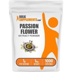 BulkSupplements.com Passion Flower Extract Powder - Passion Flower Supplement, Passion Flower 1000mg - Herbal Supplement, Gluten Free, 1000mg per Serving, 250g (8.8 oz) (Pack of 1) in Kuwait