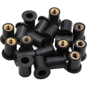 uxcell 20pcs M5 Universal Fairing Fasteners Windscreen Windshield Screws Bolts Nut Black Metal Rubber for Motorcycle