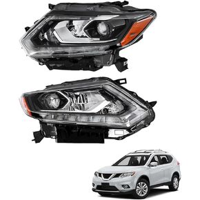 Headlights Assembly Driver and Passenger Side Headlamps Replacement for 2014 2015 2016 Rogue