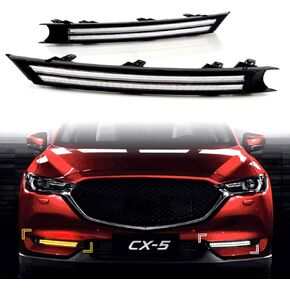 KE-KE Dual Color Double Row strip LED White DRL Daytime Running Light/Amber Dynamic Sequential Turn Signal For 2017 2018 2019 2020 2021 fit for Mazda CX-5 CX5 accessories(Double Row)