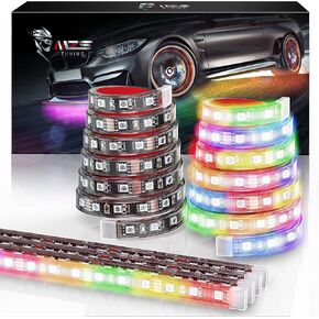 MZS RGB LED Car Underglow Lights, Bluetooth Neon LED Strip Light Kit with Dream Color Chasing Underbody Exterior Car Lights Universal for Car Trucks SUV Pickup Boats - 6 PCS