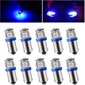10 PCS BA9S LED Light Blubs, 12V 5SMD-5050 Width Indicator Light Instrument Light Reading Light Replacement, 360 Degree High Brightness Plug and Play Bulb, Universal for Most Cars (White)
