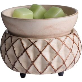 Candle Warmers ETC 2-in-1 Candle and Fragrance Warmer for Warming Scented Candles or Wax Melts and Tarts with to Freshen Room, Cream and Gold Lattice