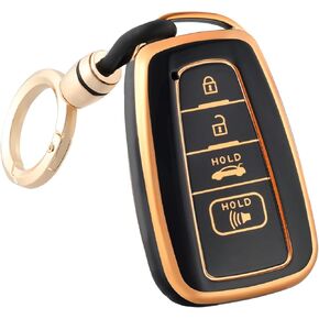 OFFWEGO لغطاء Toyota Key Fob مع سلسلة مفاتيح فضية، حافظة مفاتيح حماية ناعمة من مادة TPU تناسب 2018-2022 Camry RAV4 Highlander Avalon C-HR Prius Corolla GT86 حامل حافظة مفاتيح ذكية، فضي أرجواني