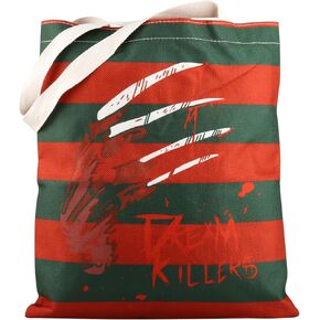 TSOTMO Horror Movie Merch Gift Serial Killer Halloween Scary Gift Freddy's Glove Tote Bag for Horror Lovers