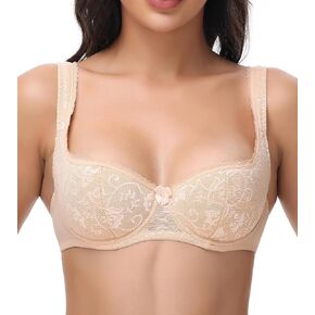 Balconette Bra for Women Demi Balcony Bras Underwire Push Up Half Cup