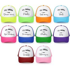 JaGely 10 Pack Funny Hat for Women Colorful I'll Bring Saying Baseball Cap Adjustable Trucker Hat Bridal Bachelorette Party Hat