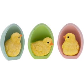 Boston International Easter Figurine Tabletop Shelf Mantel Spring Decorations for Home, Set of 3, Baby Chicks in Easter Eggs