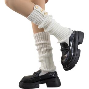 Urieo Faux Fur Warm Leg Warmers Furry Black Tie Long Footless Socks Fluffy Boot Cuff Winter Fuzzy High Leg Sleeves for Women