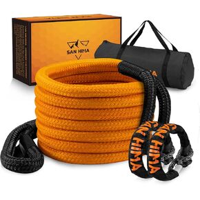 1" x 30ft Kinetic Recovery Tow Rope (41,000lbs) w/ 2 Soft Shackles - Heavy Duty Snatch Strap Offroad Recovery Kit for Truck SUV ATV UTV Vehicle, Orange
