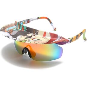 Built in Visor Sunglasses 80s & 90s Retro with Visor Hat - Great For Lake River Beach, Fun Party Glasses