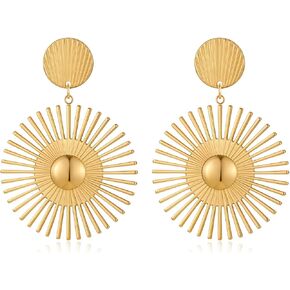 Gold Sun Dangle Earrings for Women Large Sunburst Earrings Vintage Boho Earrings Dangling Jewelry