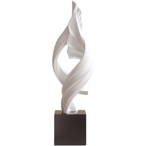 Modern Abstract Ribbon Sculpture Elegant Resin Art Home Decoration Statue, Used for Home and Office Centerpiece Decoration, 12.7 inches high (White)