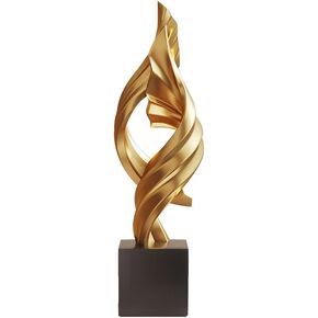 Modern Abstract Ribbon Sculpture Elegant Resin Art Home Decoration Statue, Used for Home and Office Centerpiece Decoration, 12.7 inches high (White)