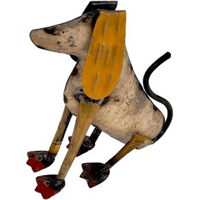 DeKulture Recycled Metal Dog Figurine | Handmade Tabletop & Garden Décor (6x2.5x7.5 Inches)