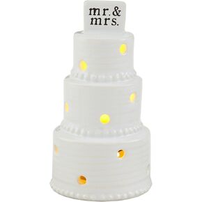 Mud Pie Wedding Cake Light Up Sitter, 2 1/2" x 4 1/2", WHITE
