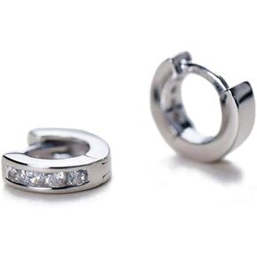 CZ Tiny Small Hoop Earring for Women 925 Sterling Silver Micro Huggie Hoops Upper Hole Ear Cuff Cartilage Hypoallergenic Fashion Mini Crystal Jewelry 4.5mm