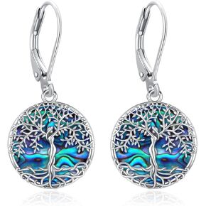 Black Cat/Turtle/Moonstone//Turquoise/Flower/Tree of Life Earrings Sterling Silver Cute Animal Leverback Dangle Earrings Jewelry Gifts