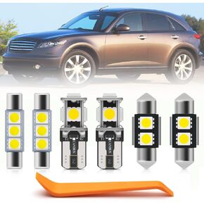 15pcs White LED Interior Lights Bulb Kit for Infiniti FX35 FX45 2003 2004 2005 2006 2007 2008 Map Dome Door Vanity Mirror Trunk License Plate Lights Interior Light Bulbs + Install Tool