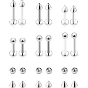 Lip Rings 16g Labret Jewelry Monroe Lip Ring Snake Bite Piercing Jewelry Helix Earring Tragus Cartilage Studs Surgical Steel Piercing Jewelry for Women Men