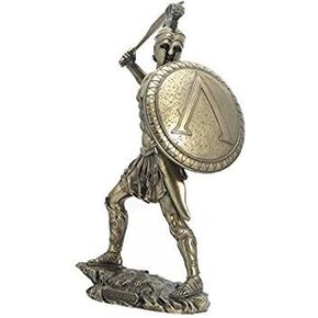 13.25 Inch Spartan Warrior with Sword and Hoplite Shield Figurine