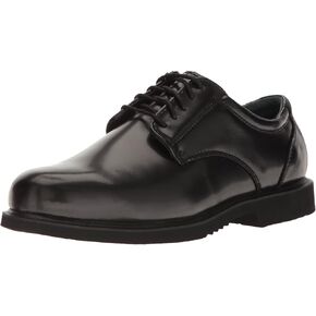 Thorogood Uniform Classics Oxford Black Dress Shoes for Men Featuring High-Shine Leather, Removable EVA Comfort Insole, and Slip-Resistant Blown Rubber Outsole