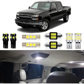 White LED Bulbs Package Kit Compatible with 1999 2000 2001 2002 2003 2004 2005 2006 Chevrolet Chevy Silverado/GMC Sierra Interior Light + License Plate Light and Install Tool, 12 Piece