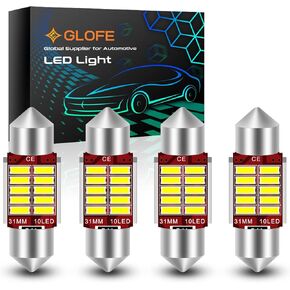 800 لومن DE3175 DE3021 DE3022 مصابيح LED اكليل Canbus خالية من الأخطاء فائقة السطوع 6000K زينون أبيض 31 مم (1.25 بوصة) 4014 SMD ضوء قبة للخريطة الداخلية، صندوق القفازات، أضواء مجاملة للباب (حزمة من 4)