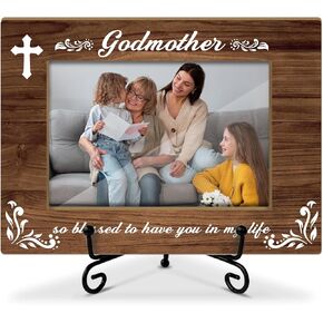 Godparent Gifts Christian Gifts 4 x 6 Picture Frame Wooden Frame Photo Frame Tabletop Display Home Decor for Living Room Office - Godparent Are a Blessing Thank You for Being Mine Love Always -32