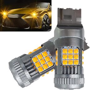 2 PCS 7440 T20 Car LED Turn Signal Lights Bulbs, 12V-19V 26W 2000K 2700LM Waterproof MonoFilament Vehicle Light Bulb Replacement, Universal Decoding Light for Truck SUV (Yellow Light)