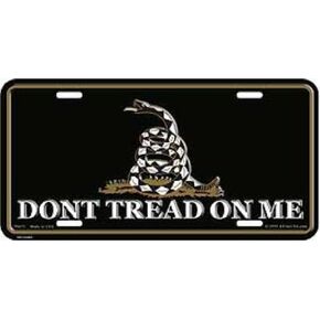 Don't Tread on Me - Gadsden Tea Party License Plate (Black)